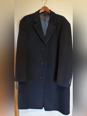 Andrew Fezza Black Men's Wool Full Length Dress Coat